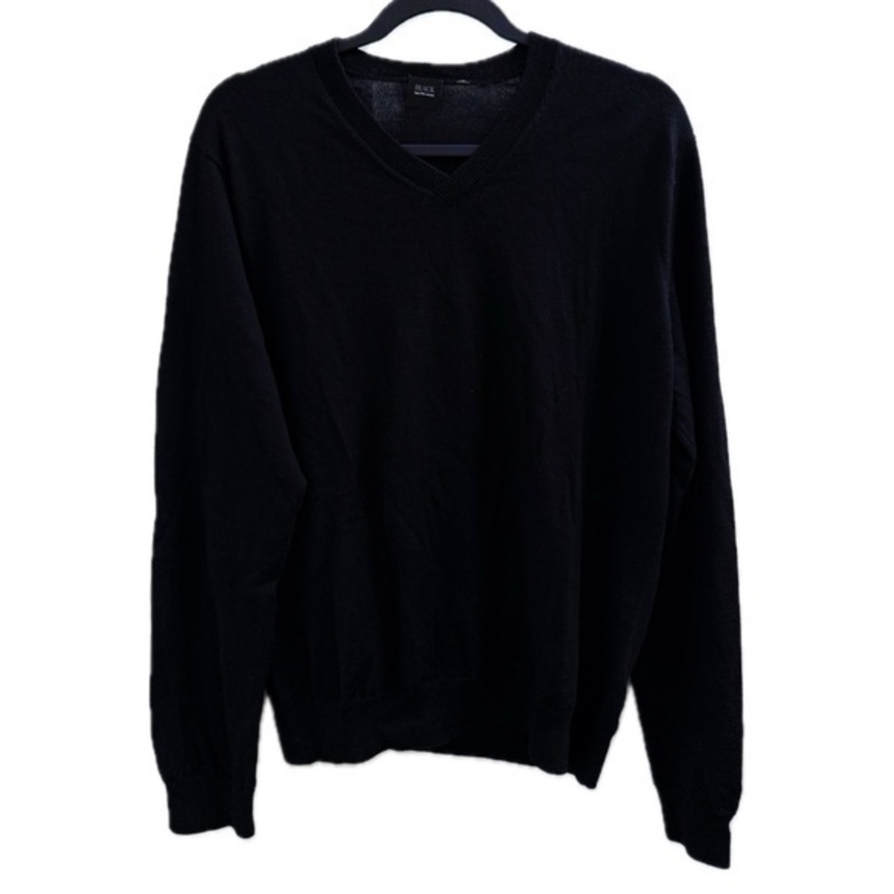 Black Saks Fifth Avenue Cross V Neck Wool Men’s Sweater